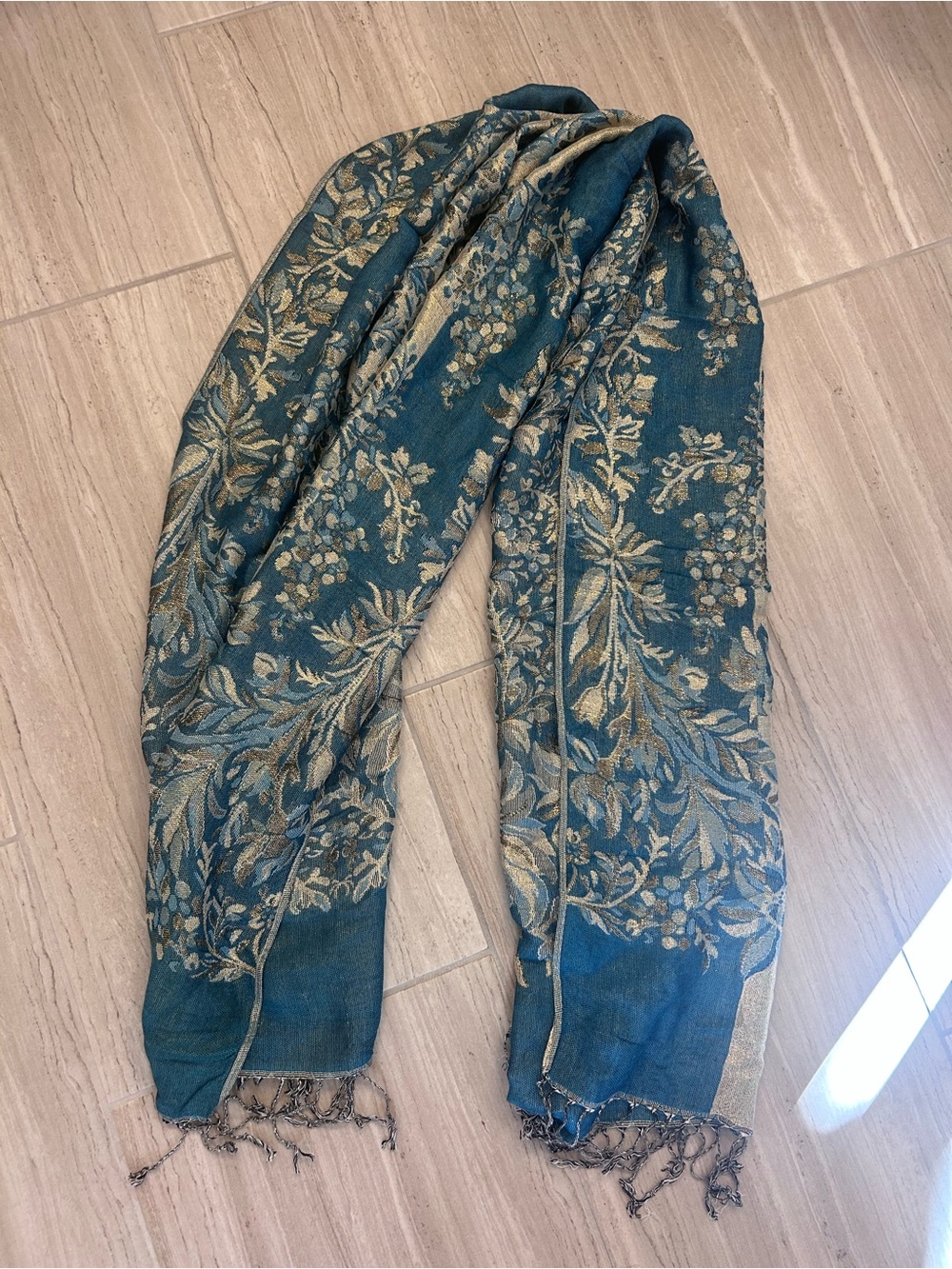 Teal & Gold Wrap Scarf